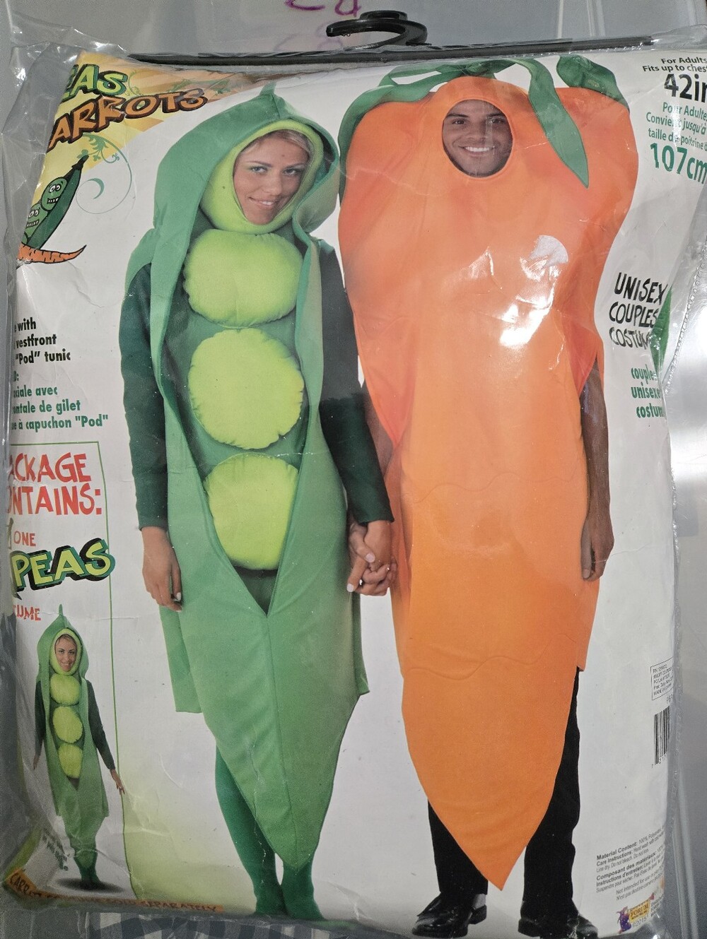 Peas & Carrots Peas In A Pod Adult Costume NIP *Peas Costume Only*